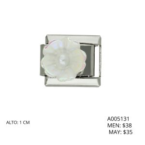 Charm  de Acero Inoxidable Flor Blanca  A005131