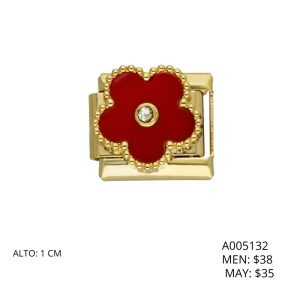 Charm de Acero Inoxidable Flor Roja A005132