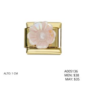 Charm de Acero Inoxidable Flor Rosa A005136