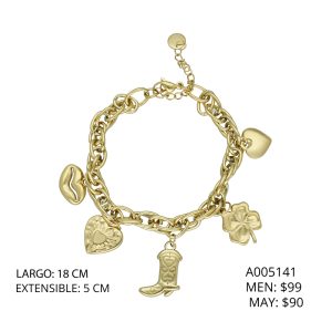 Pulsera Acero Inoxidable Bota Corazon Labios Trebol A005141