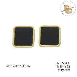 Arete Acero Inoxidable Cuadro Aperlado Negro A005143