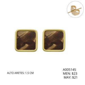 Arete Acero Inoxidable Cuadro Aperlado Café A005145