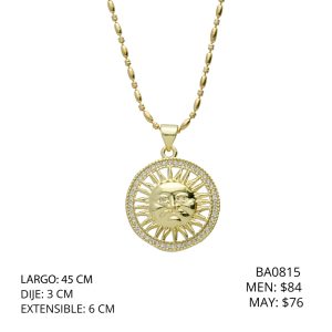 Collar Chapa de Oro y Acero Medalla BA0815