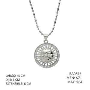 Collar Chapa de Oro y Acero Medalla BA0816