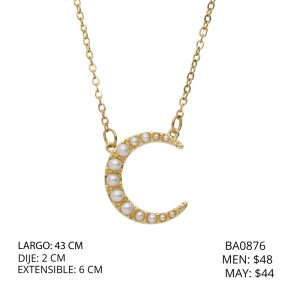 Collar Chapa de Oro y Acero Luna BA0876
