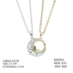 Collar Chapa de Oro y Acero Luna BA0955