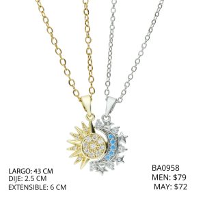 Collar Chapa de Oro y Acero Sol Y Luna BA0958