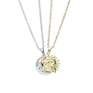 Collar Chapa de Oro y Acero Sol Y Luna BA0962