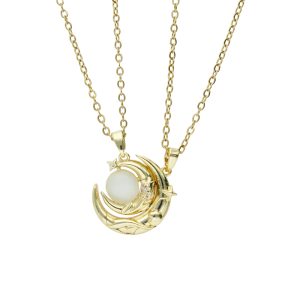 Collar Chapa de Oro y Acero Luna BA0968
