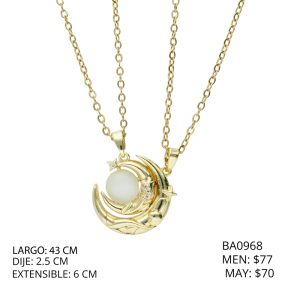 Collar Chapa de Oro y Acero Luna BA0968