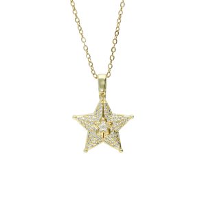 Collar Chapa de Oro y Acero Estrella BA0978