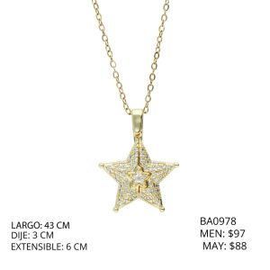 Collar Chapa de Oro y Acero Estrella BA0978