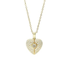Collar Chapa de Oro y Acero Mitad De Corazón BA0979
