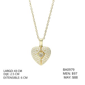 Collar Chapa de Oro y Acero Mitad De Corazón BA0979