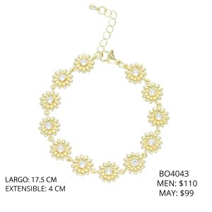 Pulsera Chapa de Oro Girasol Piedra BO4043