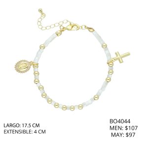 Pulsera Chapa de Oro Virgen Cruz BO4044