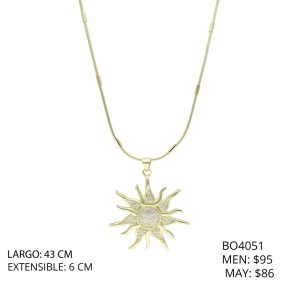 Collar Chapa de Oro Sol Piedras BO4051