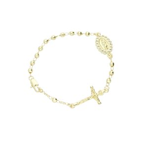 Pulsera Virgen Cristo Piedras Chapa de Oro BO4118