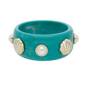Pulsera Bisuteria Acrilico Azul Perla Concha CB2156