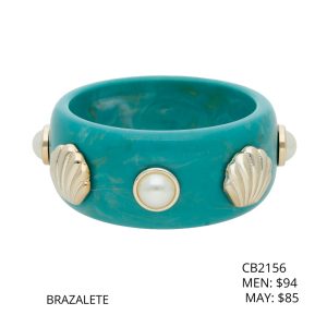 Pulsera Bisuteria Acrilico Azul Perla Concha CB2156