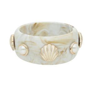 Pulsera Bisuteria Acrilico Blanco Perla Concha CB2157