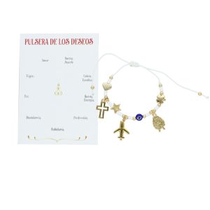 Pulsera Chapa de Oro Ojo Avion Cruz Trebol Oveja Estrella CH4681