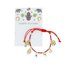 Pulsera Chapa de Oro Ojo Cruz Oveja San Benito Coarzon Carita Feliz CH4682