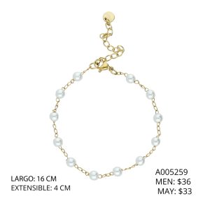 Pulsera Perlas Acero Inoxidable A005259