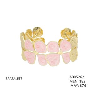 Pulsera Brazalete Flor Rosa Acero Inoxidable A005262