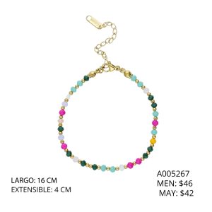 Pulsera Piedras Colores Acero Inoxidable A005267