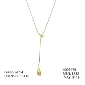 Collar Corbatero Dorado Gota Acero Inoxidable A005275