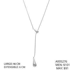 Collar Corbatero Plateado Gota Acero Inoxidable A005276