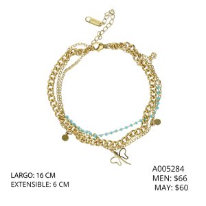 Tobillera Piedras Azules Libelula Acero Inoxidable A005284