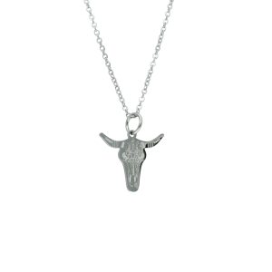 Collar Plateado Cabeza de Toro Acero Inoxidable A005286