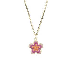 Collar Dorado Flor Colores Acero Inoxidable A005288