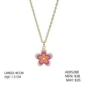 Collar Dorado Flor Colores Acero Inoxidable A005288