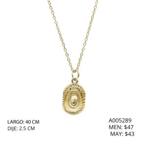 Collar Dorado Sombrero Acero Inoxidable A005289