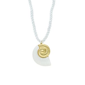 Collar Hilo Blanco Caracol Chapa de Oro y Acero  BA1107