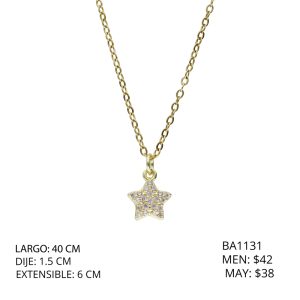 Collar Dorado Estrella Piedras Chapa de Oro y Acero BA1131