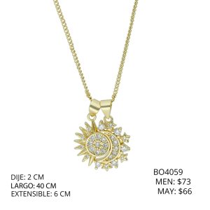 Collar Chapa de Oro Eclipse Piedras BO4059