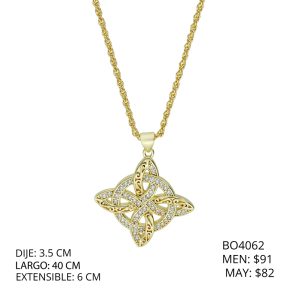 Collar Chapa de Oro Nudo de Bruja Piedras BO4062