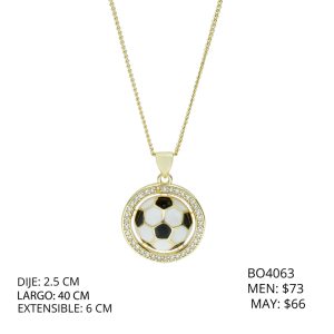 Collar Chapa de Oro Balón Piedras BO4063