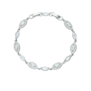 Pulsera Plateada Piedra Chapa de Oro BO4174