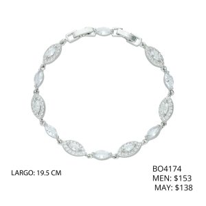 Pulsera Plateada Piedra Chapa de Oro BO4174