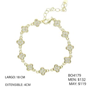Pulsera Dorada Flor Piedra Chapa de Oro BO4179