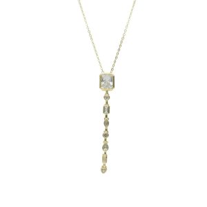 Collar Dorado Piedra Cuadro Chapa de Oro BO4203