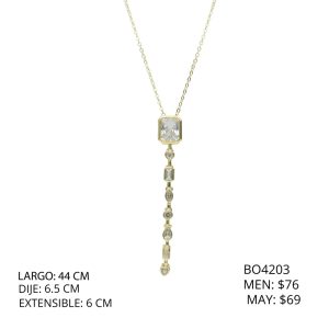 Collar Dorado Piedra Cuadro Chapa de Oro BO4203