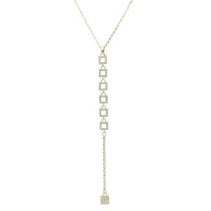 Collar Dorado Cuadros Piedras Chapa de Oro BO4205