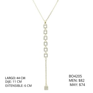 Collar Dorado Cuadros Piedras Chapa de Oro BO4205