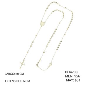 Collar Rosario Dorado San Benito Chapa de Oro  BO4208